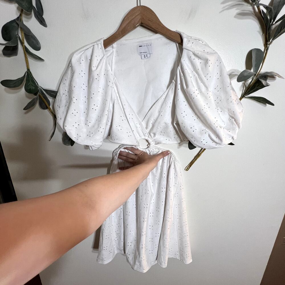 ASOS White Puff Sleeve Dress LAST CALL